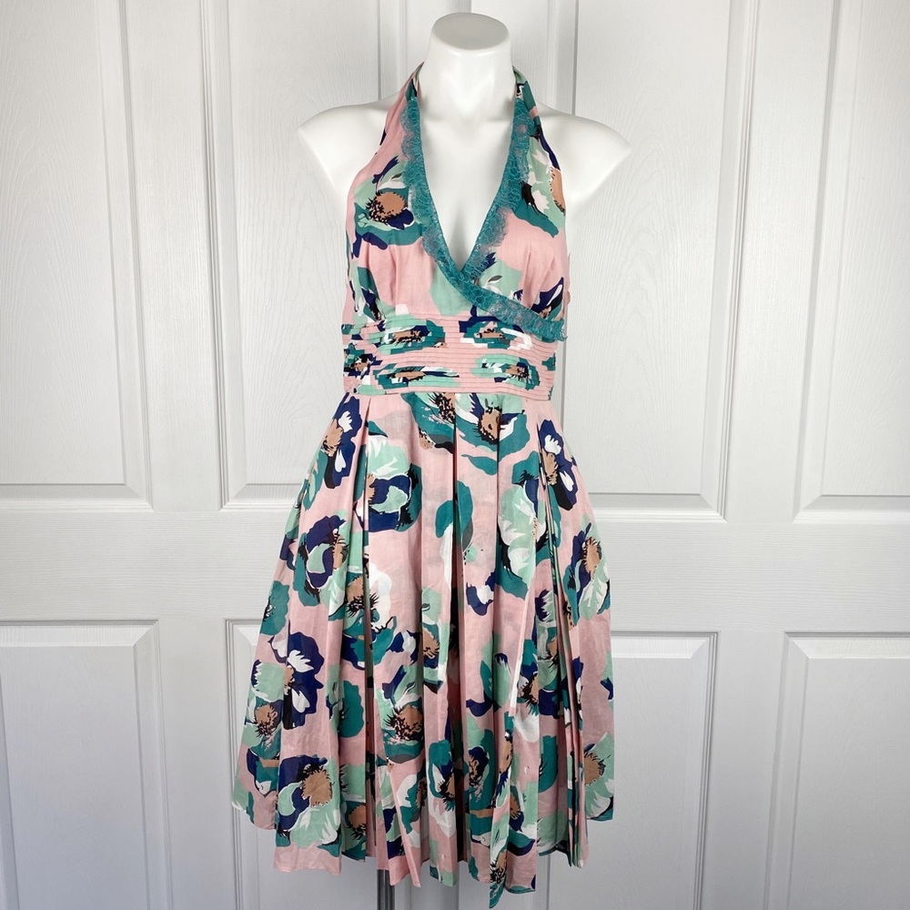 Catherine Malandrino Cotton Floral Halter Dress